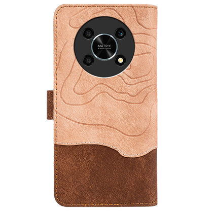 For Honor X30 5G / Magic 4 Lite 5G Color Splicing Wood Texture Folio Flip Wallet Cover Leather Magnetic Phone Case with Stand