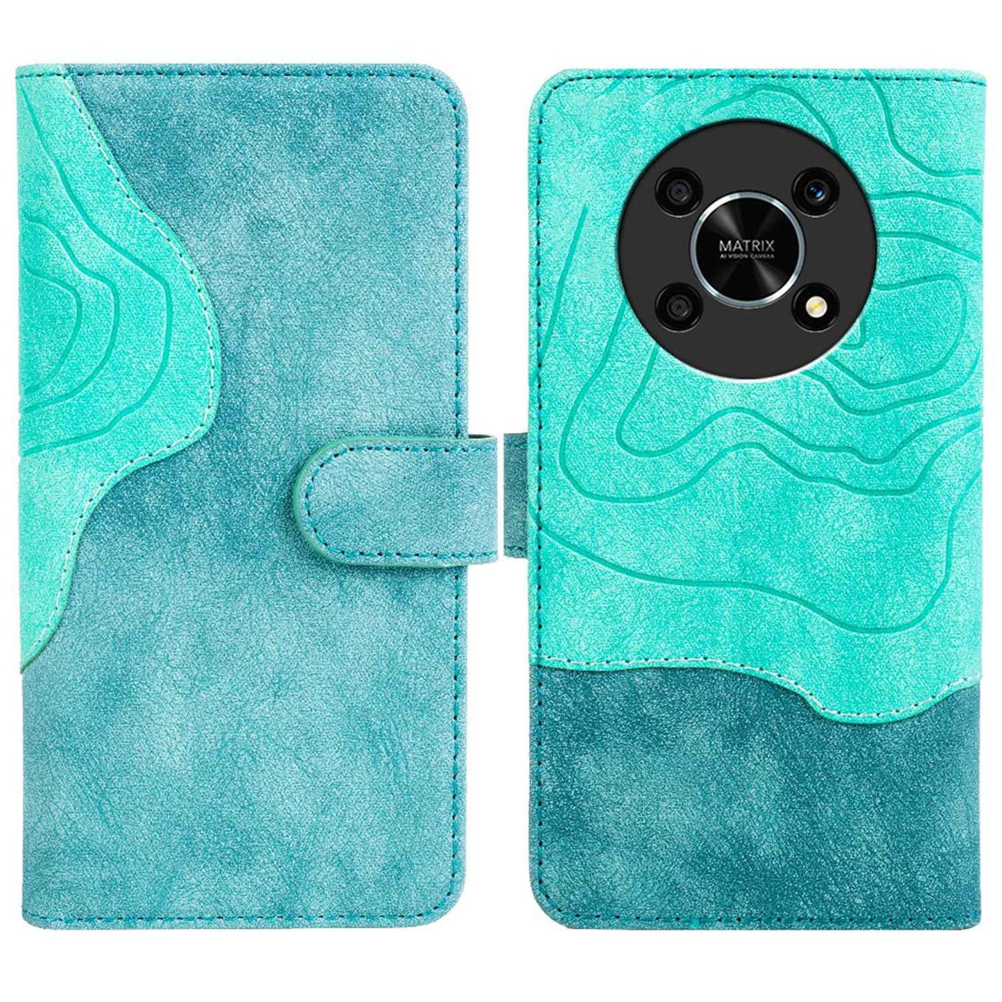 For Honor X30 5G / Magic 4 Lite 5G Color Splicing Wood Texture Folio Flip Wallet Cover Leather Magnetic Phone Case with Stand