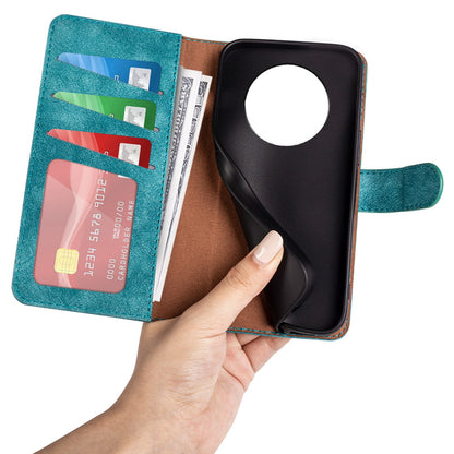 For Honor X30 5G / Magic 4 Lite 5G Color Splicing Wood Texture Folio Flip Wallet Cover Leather Magnetic Phone Case with Stand