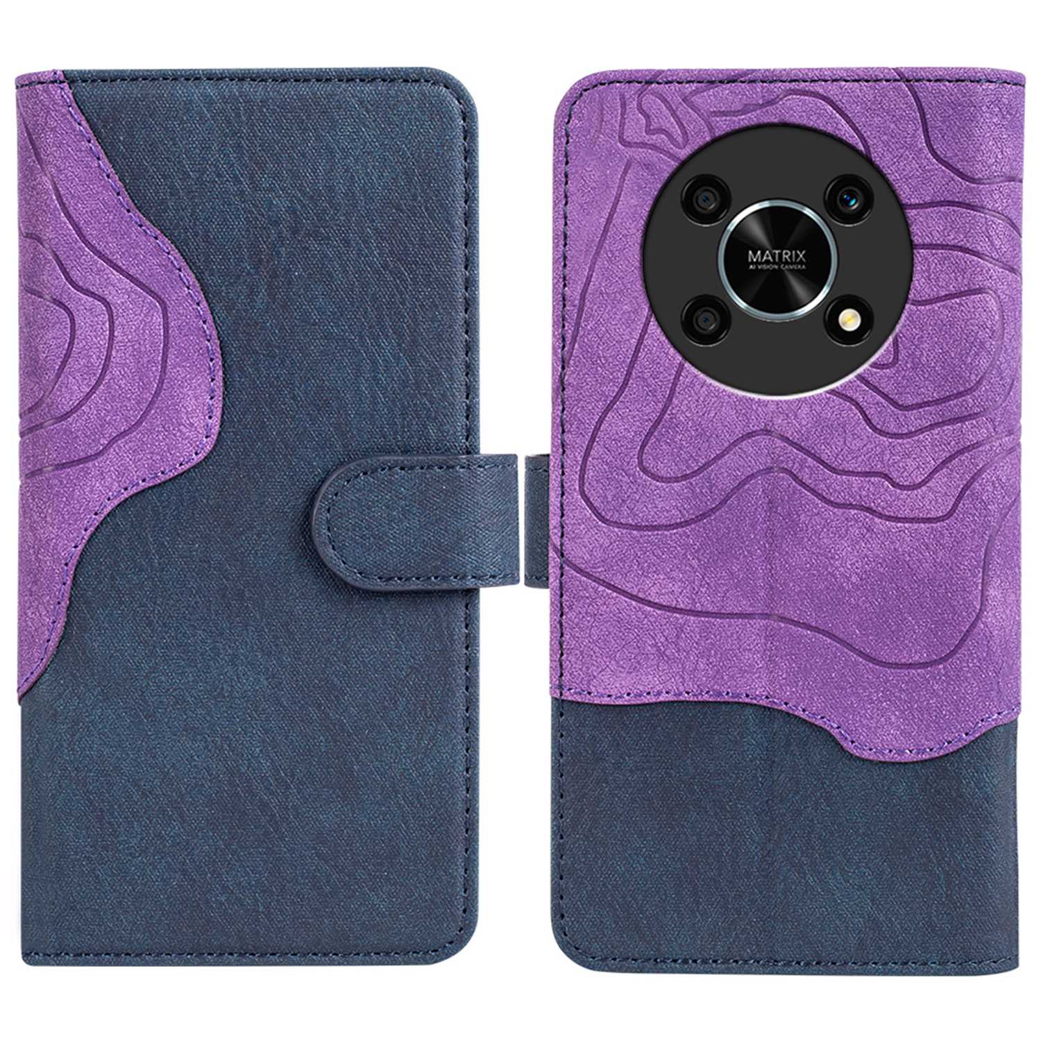 For Honor X30 5G / Magic 4 Lite 5G Color Splicing Wood Texture Folio Flip Wallet Cover Leather Magnetic Phone Case with Stand