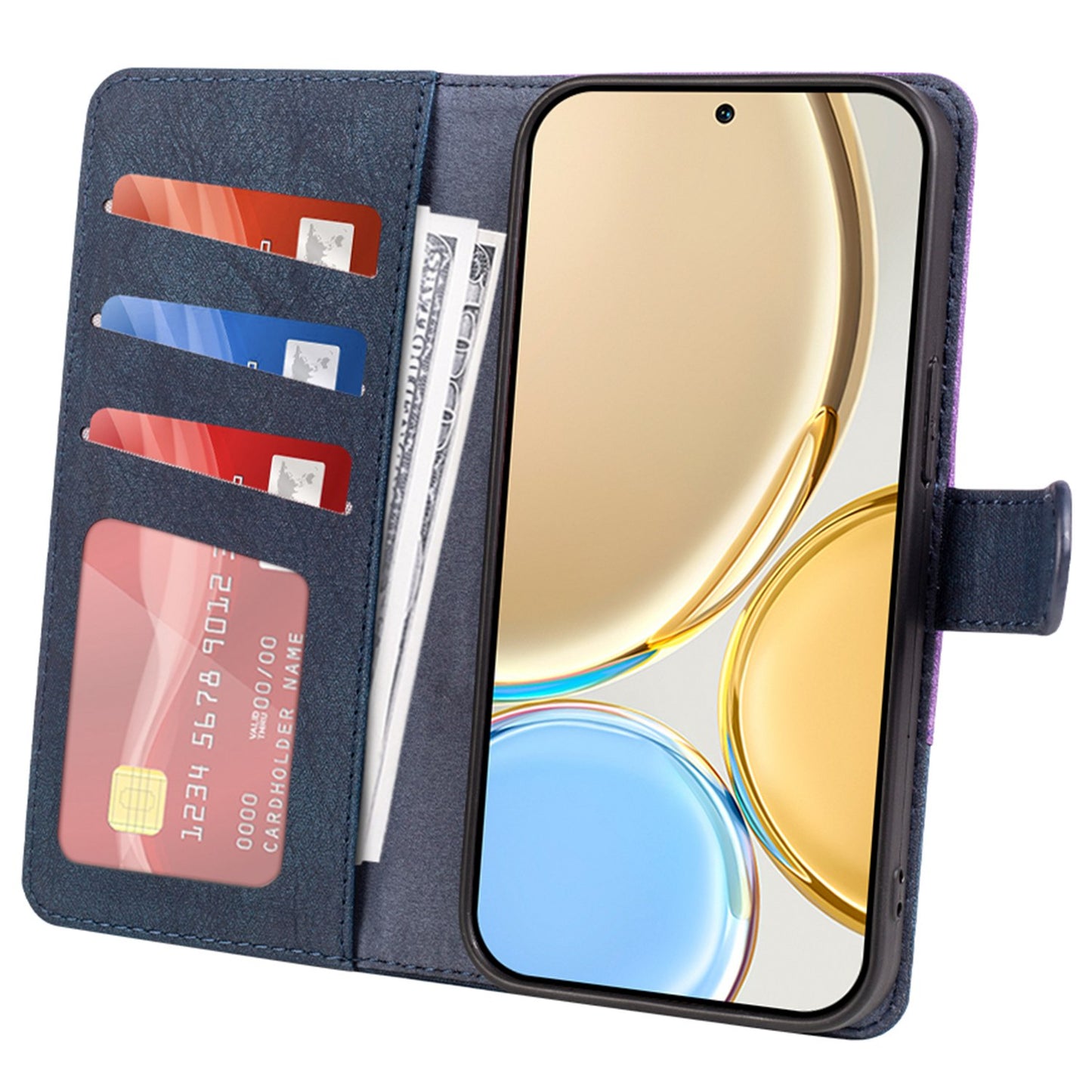 For Honor X30 5G / Magic 4 Lite 5G Color Splicing Wood Texture Folio Flip Wallet Cover Leather Magnetic Phone Case with Stand