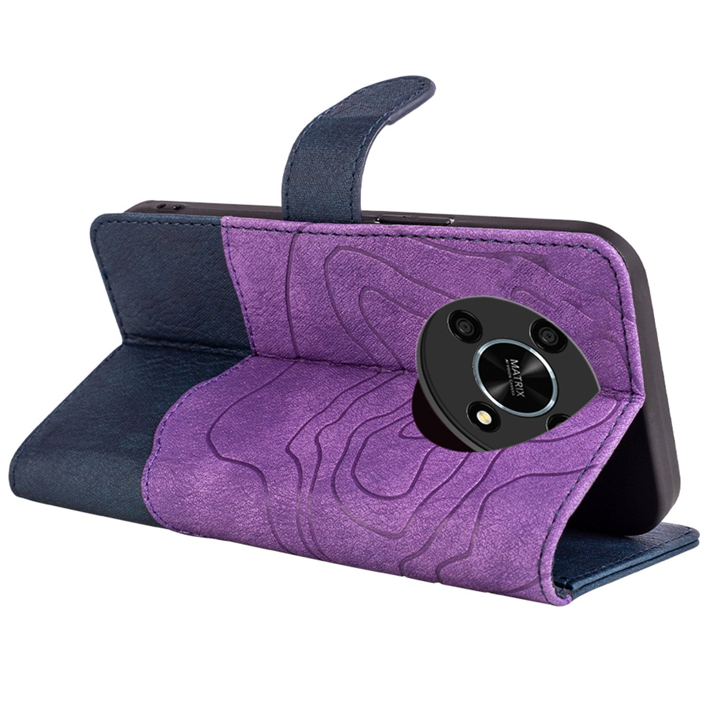 For Honor X30 5G / Magic 4 Lite 5G Color Splicing Wood Texture Folio Flip Wallet Cover Leather Magnetic Phone Case with Stand