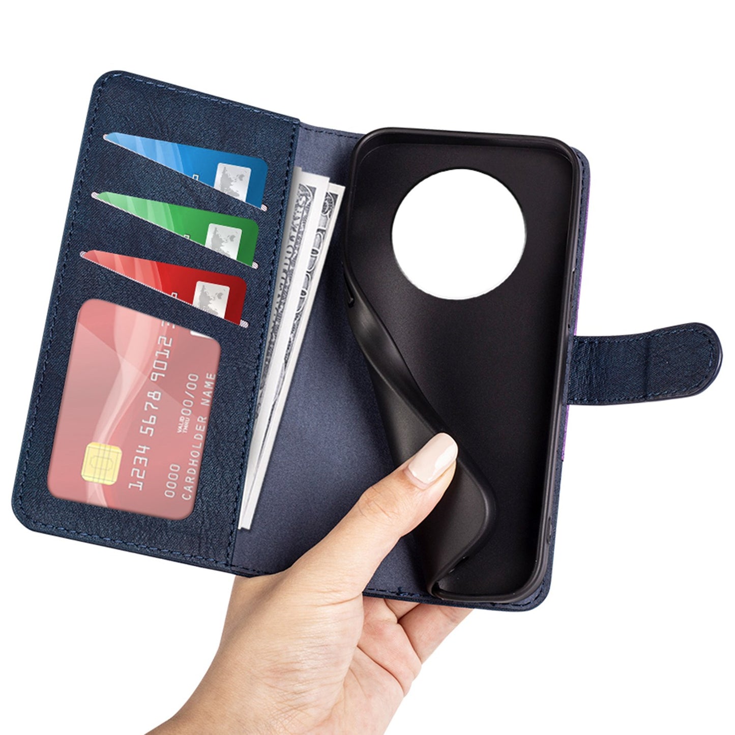 For Honor X30 5G / Magic 4 Lite 5G Color Splicing Wood Texture Folio Flip Wallet Cover Leather Magnetic Phone Case with Stand