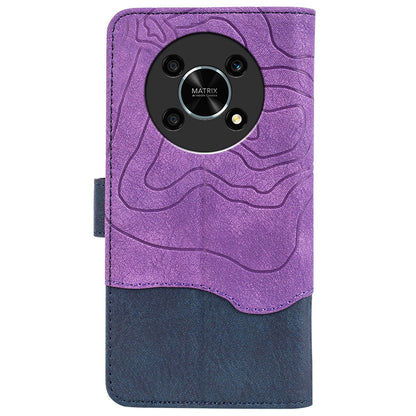 For Honor X30 5G / Magic 4 Lite 5G Color Splicing Wood Texture Folio Flip Wallet Cover Leather Magnetic Phone Case with Stand