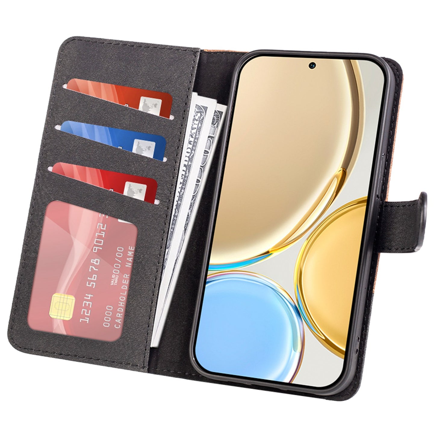 For Honor X30 5G / Magic 4 Lite 5G Color Splicing Wood Texture Folio Flip Wallet Cover Leather Magnetic Phone Case with Stand