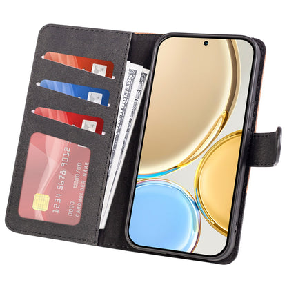For Honor X30 5G / Magic 4 Lite 5G Color Splicing Wood Texture Folio Flip Wallet Cover Leather Magnetic Phone Case with Stand