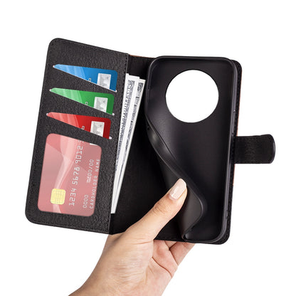 For Honor X30 5G / Magic 4 Lite 5G Color Splicing Wood Texture Folio Flip Wallet Cover Leather Magnetic Phone Case with Stand