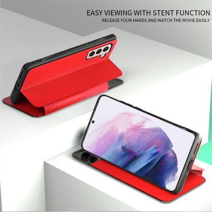 For Samsung Galaxy A52 4G / 5G / A52s 5G View Window Drop-proof Leather Phone Case with Card Holder Stand