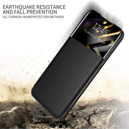 For Samsung Galaxy A52 4G / 5G / A52s 5G View Window Drop-proof Leather Phone Case with Card Holder Stand