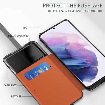 For Samsung Galaxy A52 4G / 5G / A52s 5G View Window Drop-proof Leather Phone Case with Card Holder Stand