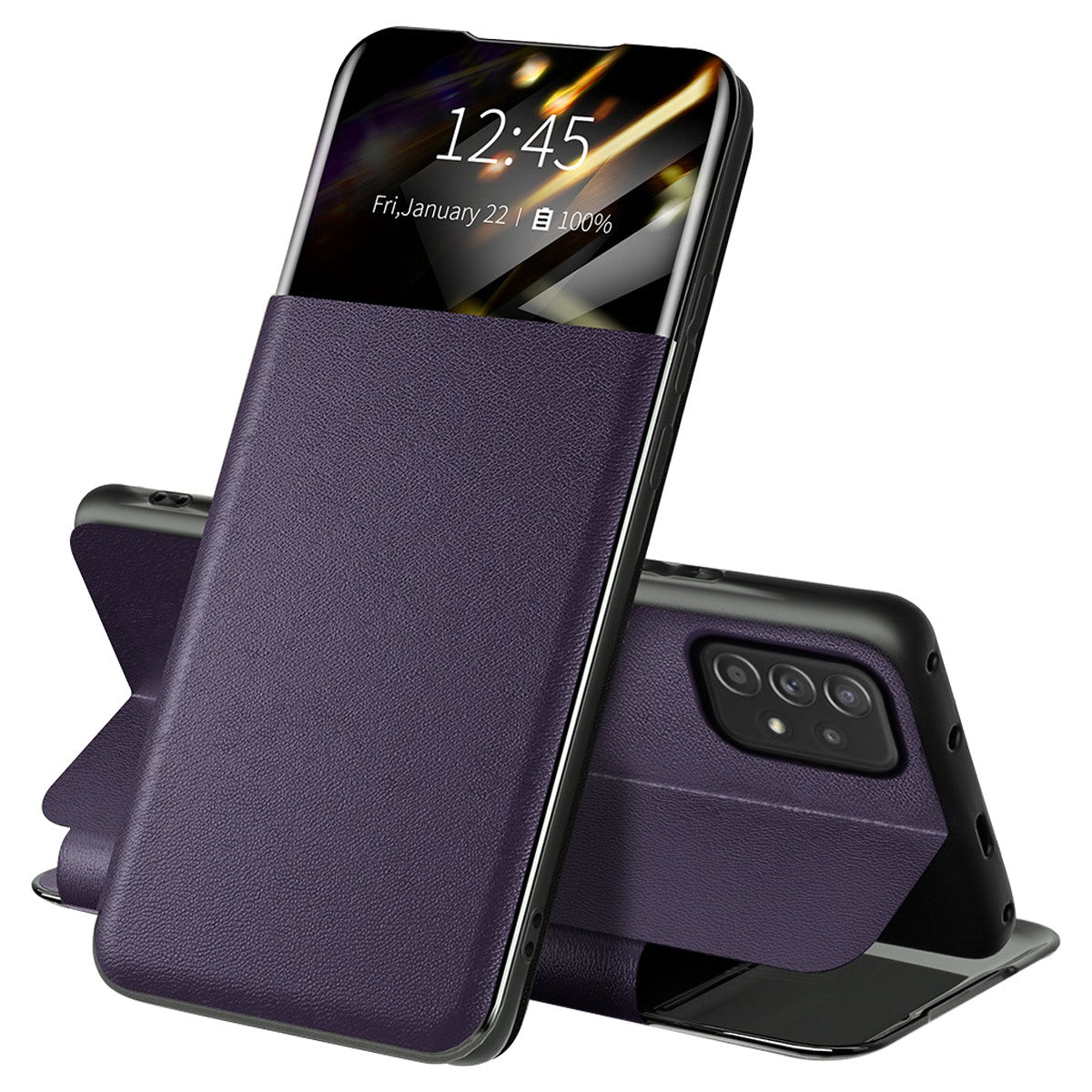 For Samsung Galaxy A52 4G / 5G / A52s 5G View Window Drop-proof Leather Phone Case with Card Holder Stand