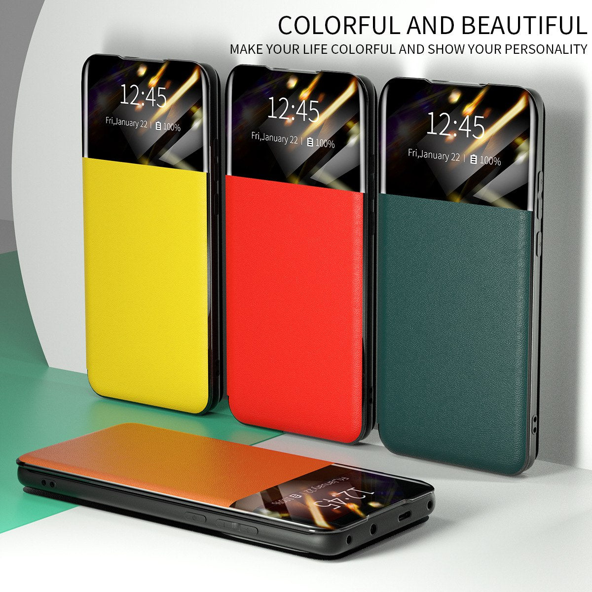 For iPhone 13 Pro 6.1 inch View Window PU Leather Stand Cover Card Slot Flip Folio Phone Case