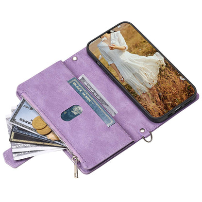 005 Style for Samsung Galaxy S21+ 5G Zipper Pocket Rhombus Texture PU Leather Case Phone Stand Wallet Cover with Wrist Strap