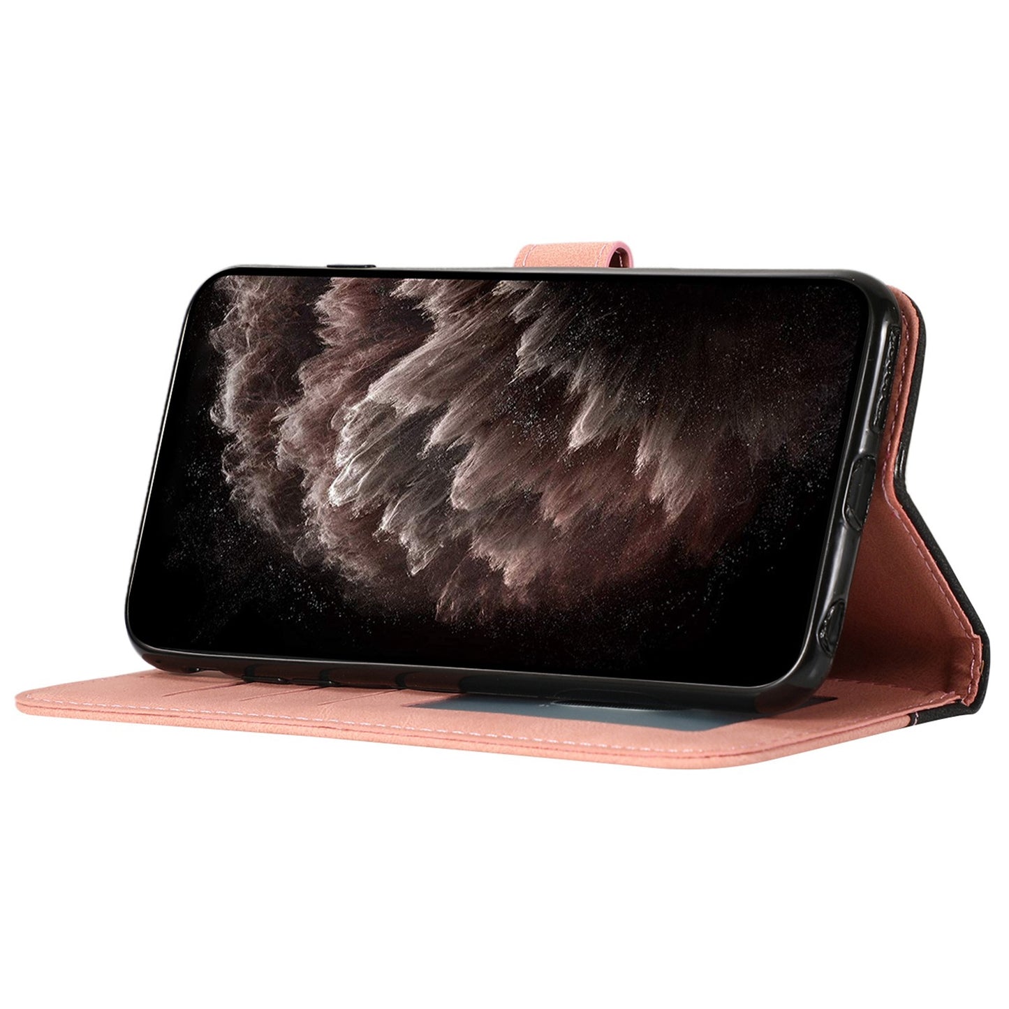 For Xiaomi Poco M4 Pro 4G Color Splicing Phone Full-protection Cover Flip Stand Wallet PU Leather Case with Wrist Strap