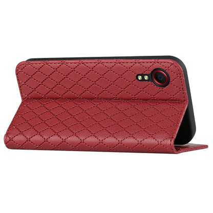 RFID Blocking Protective Cover for Samsung Galaxy Xcover 5, Rhombus Embossing Litchi Texture PU Leather Shell Flip Stand Wallet Phone Case