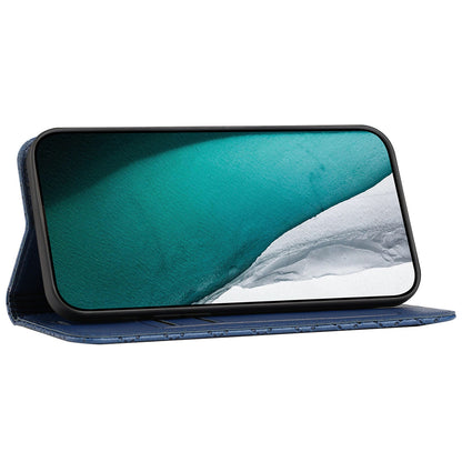 RFID Blocking Phone Case for Samsung Galaxy A73 5G, Magnetic Auto-absorbed Litchi Texture PU Leather Rhombus Embossing Cellphone Cover with Stand Wallet