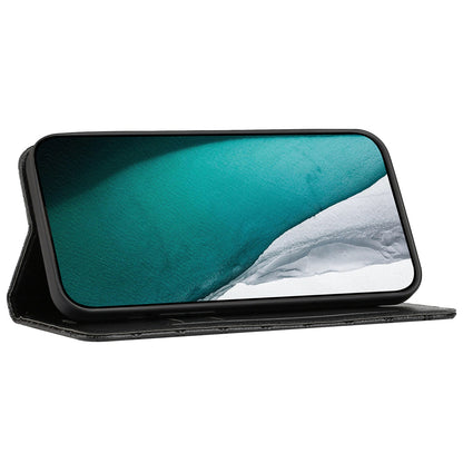 RFID Blocking Phone Case for Samsung Galaxy A73 5G, Magnetic Auto-absorbed Litchi Texture PU Leather Rhombus Embossing Cellphone Cover with Stand Wallet