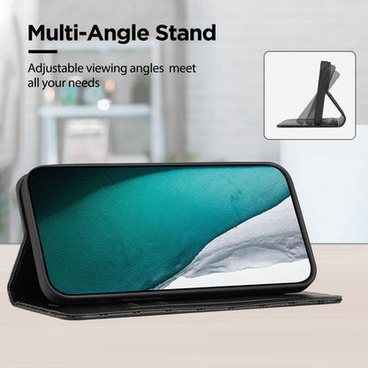 RFID Blocking Phone Case for Samsung Galaxy A73 5G, Magnetic Auto-absorbed Litchi Texture PU Leather Rhombus Embossing Cellphone Cover with Stand Wallet