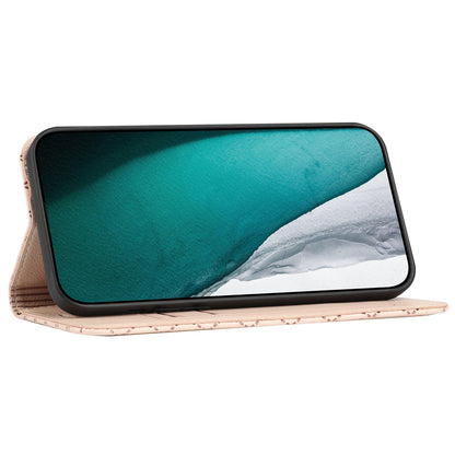 RFID Blocking Phone Case for Samsung Galaxy A73 5G, Magnetic Auto-absorbed Litchi Texture PU Leather Rhombus Embossing Cellphone Cover with Stand Wallet