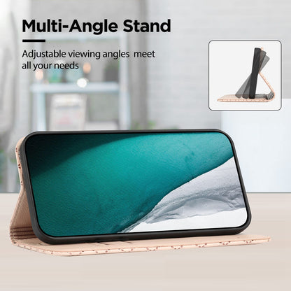 RFID Blocking Phone Case for Samsung Galaxy A73 5G, Magnetic Auto-absorbed Litchi Texture PU Leather Rhombus Embossing Cellphone Cover with Stand Wallet