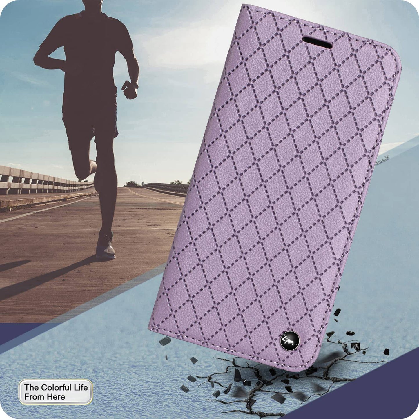 For Samsung Galaxy A52 4G / 5G / A52s 5G RFID Blocking Phone Case, Magnetic Auto-absorbed Litchi Texture PU Leather Bump Proof Rhombus Embossment Cellphone Cover with Stand Wallet