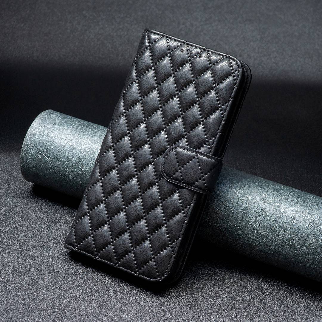 BINFEN COLOR For Samsung Galaxy A52 4G / 5G / A52s 5G PU Leather Shell, BF Style-14 Imprinted Rhombus Pattern Wallet Cover Matte Phone Stand Case