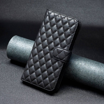 BINFEN COLOR For Samsung Galaxy A52 4G / 5G / A52s 5G PU Leather Shell, BF Style-14 Imprinted Rhombus Pattern Wallet Cover Matte Phone Stand Case