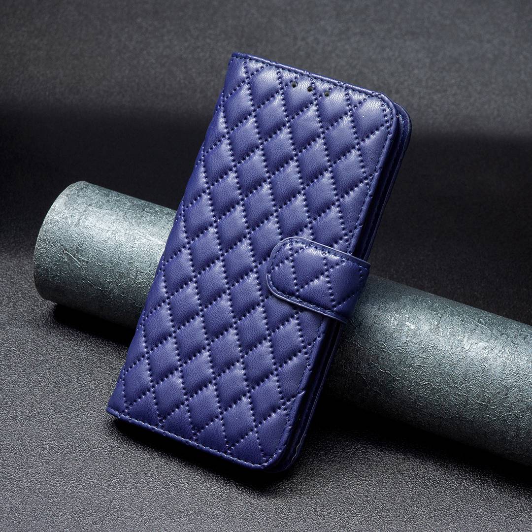 BINFEN COLOR For Samsung Galaxy A52 4G / 5G / A52s 5G PU Leather Shell, BF Style-14 Imprinted Rhombus Pattern Wallet Cover Matte Phone Stand Case