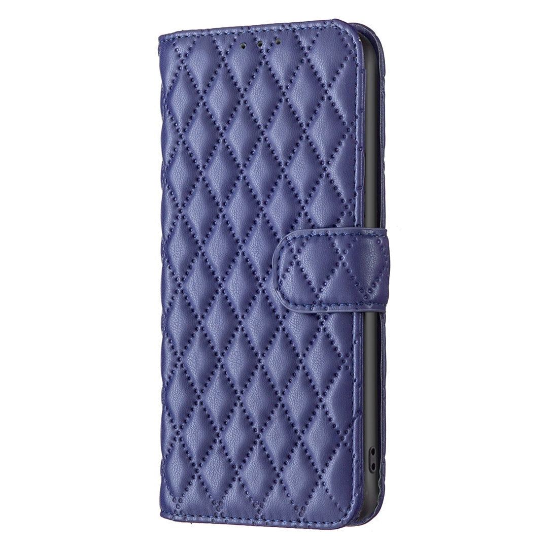 BINFEN COLOR For Samsung Galaxy A52 4G / 5G / A52s 5G PU Leather Shell, BF Style-14 Imprinted Rhombus Pattern Wallet Cover Matte Phone Stand Case