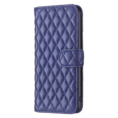 BINFEN COLOR For Samsung Galaxy A52 4G / 5G / A52s 5G PU Leather Shell, BF Style-14 Imprinted Rhombus Pattern Wallet Cover Matte Phone Stand Case
