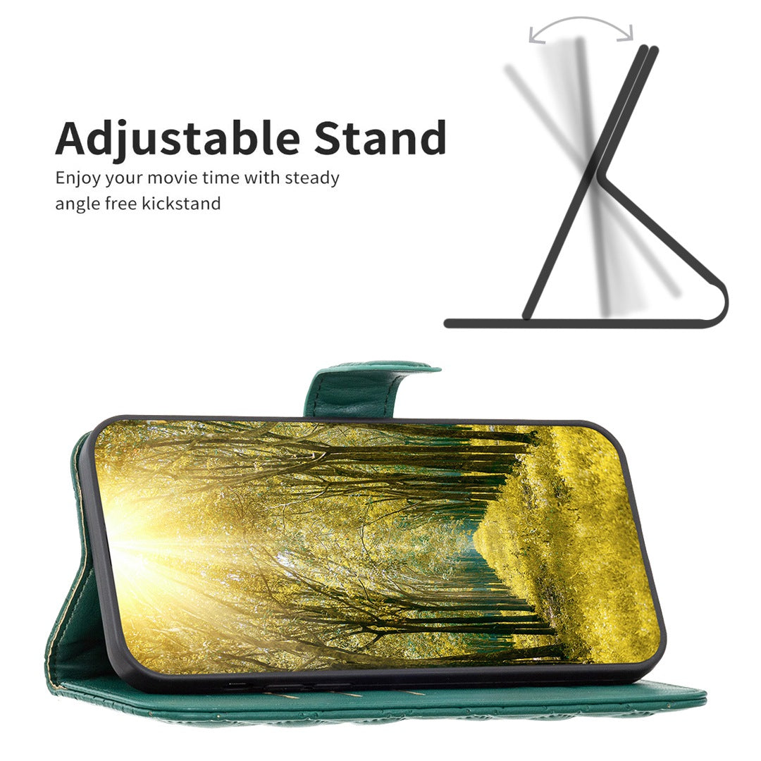 BINFEN COLOR For Samsung Galaxy A52 4G / 5G / A52s 5G PU Leather Shell, BF Style-14 Imprinted Rhombus Pattern Wallet Cover Matte Phone Stand Case