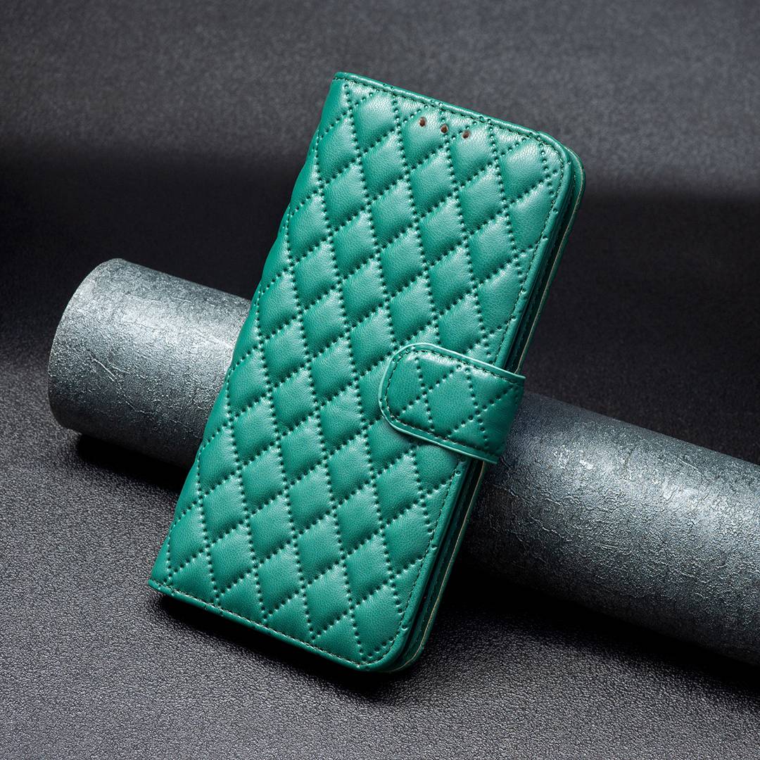 BINFEN COLOR For Samsung Galaxy A52 4G / 5G / A52s 5G PU Leather Shell, BF Style-14 Imprinted Rhombus Pattern Wallet Cover Matte Phone Stand Case