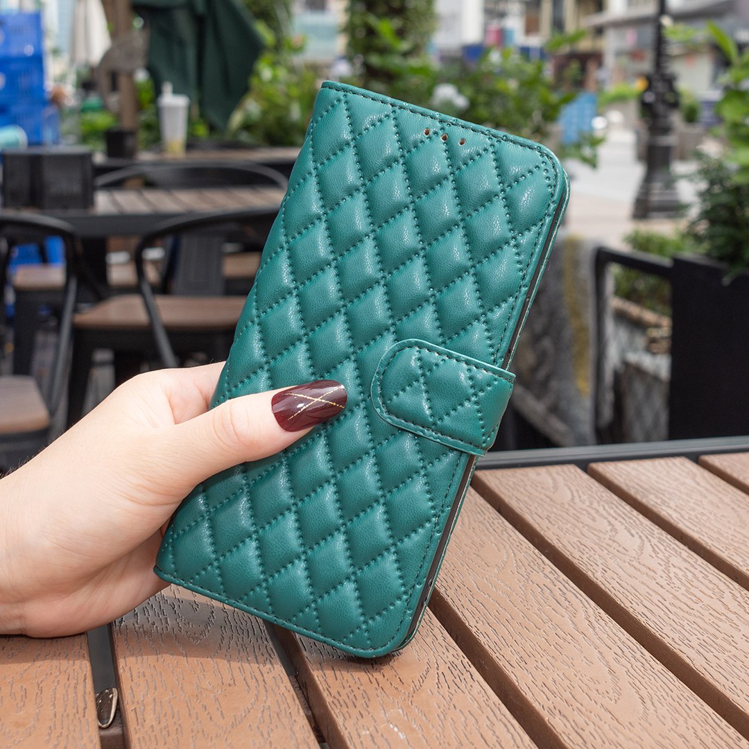 BINFEN COLOR For Samsung Galaxy A52 4G / 5G / A52s 5G PU Leather Shell, BF Style-14 Imprinted Rhombus Pattern Wallet Cover Matte Phone Stand Case