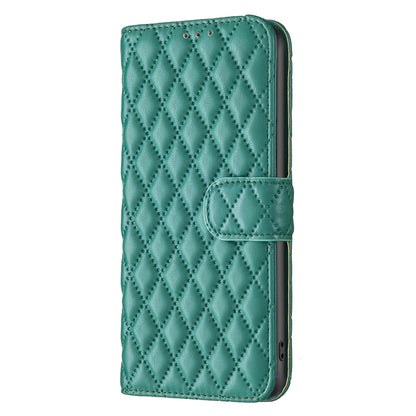 BINFEN COLOR For Samsung Galaxy A52 4G / 5G / A52s 5G PU Leather Shell, BF Style-14 Imprinted Rhombus Pattern Wallet Cover Matte Phone Stand Case