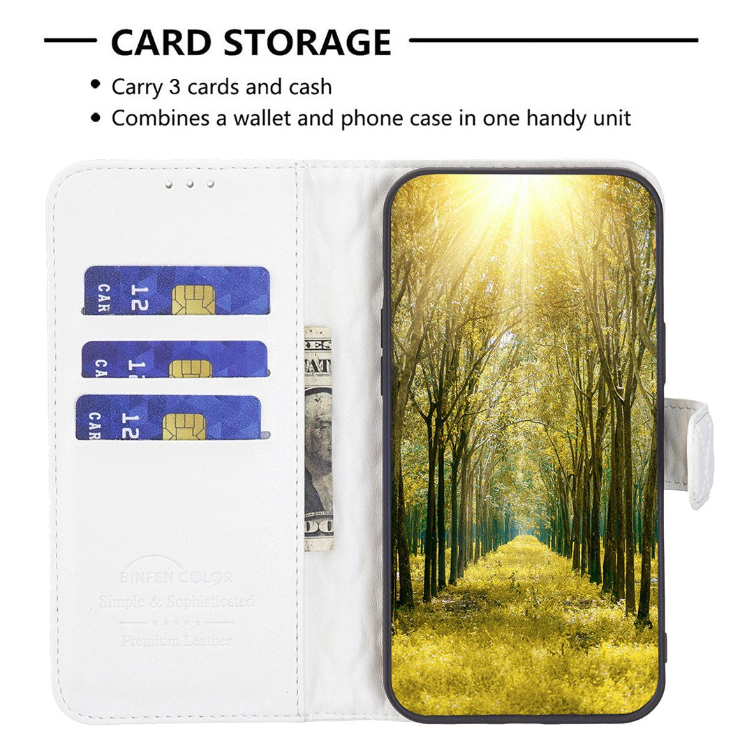 BINFEN COLOR For Samsung Galaxy A52 4G / 5G / A52s 5G PU Leather Shell, BF Style-14 Imprinted Rhombus Pattern Wallet Cover Matte Phone Stand Case