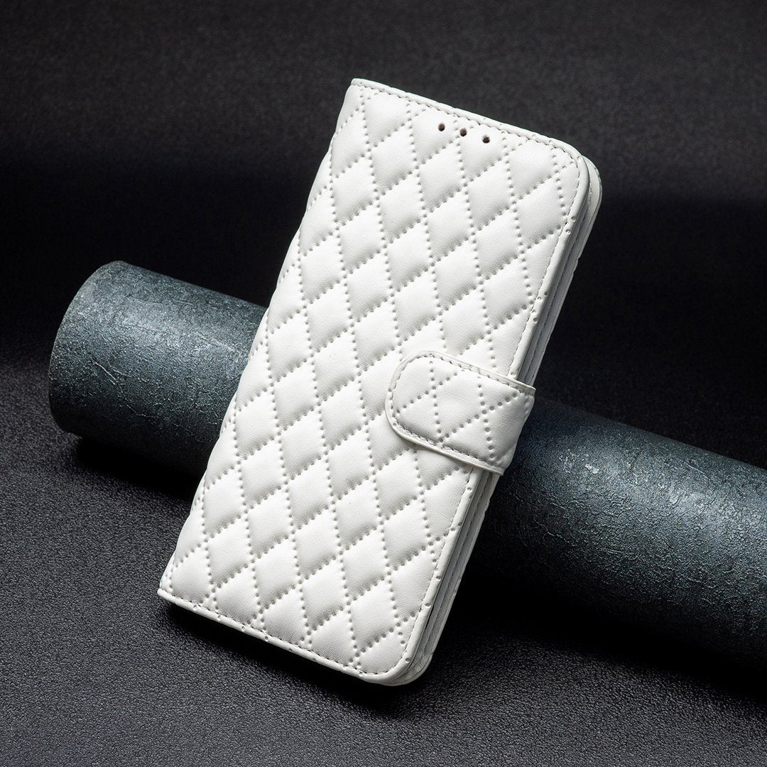 BINFEN COLOR For Samsung Galaxy A52 4G / 5G / A52s 5G PU Leather Shell, BF Style-14 Imprinted Rhombus Pattern Wallet Cover Matte Phone Stand Case