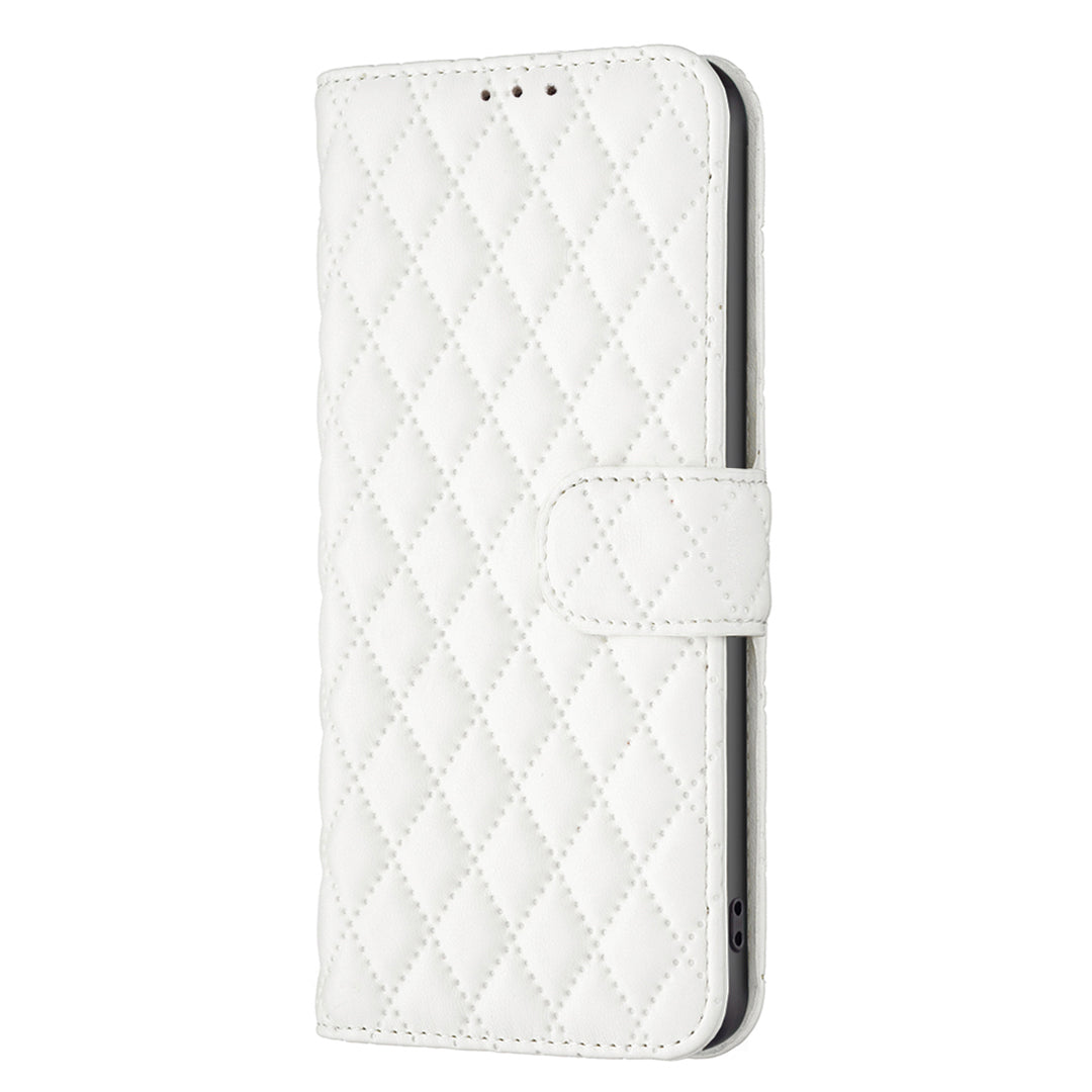 BINFEN COLOR For Samsung Galaxy A52 4G / 5G / A52s 5G PU Leather Shell, BF Style-14 Imprinted Rhombus Pattern Wallet Cover Matte Phone Stand Case