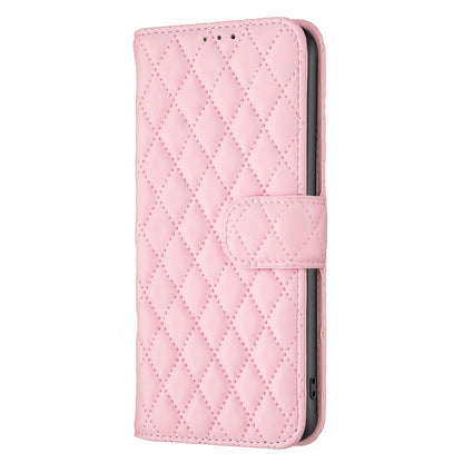 BINFEN COLOR For Samsung Galaxy A52 4G / 5G / A52s 5G PU Leather Shell, BF Style-14 Imprinted Rhombus Pattern Wallet Cover Matte Phone Stand Case