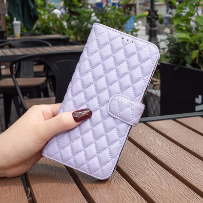 BINFEN COLOR For Samsung Galaxy A52 4G / 5G / A52s 5G PU Leather Shell, BF Style-14 Imprinted Rhombus Pattern Wallet Cover Matte Phone Stand Case
