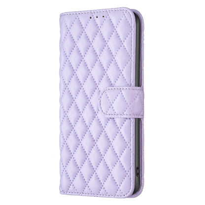 BINFEN COLOR For Samsung Galaxy A52 4G / 5G / A52s 5G PU Leather Shell, BF Style-14 Imprinted Rhombus Pattern Wallet Cover Matte Phone Stand Case