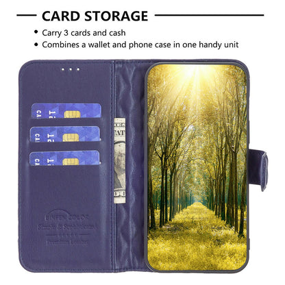 BINFEN COLOR Matte Phone Cover for iPhone 13 Pro 6.1 inch BF Style-14 Full Coverage PU Leather Flip Wallet Case Stand with Imprinted Rhombus Pattern