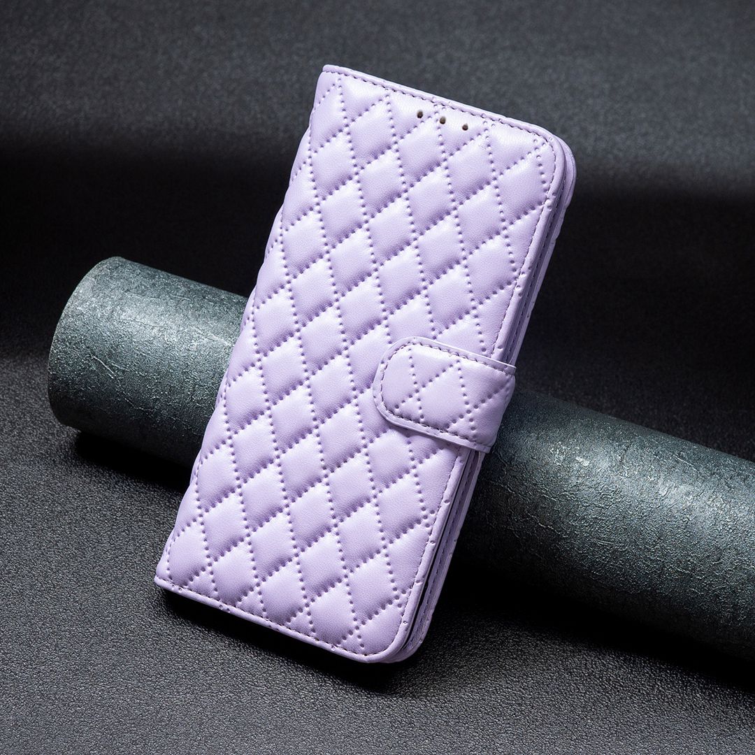 BINFEN COLOR Matte Phone Cover for iPhone 13 Pro 6.1 inch BF Style-14 Full Coverage PU Leather Flip Wallet Case Stand with Imprinted Rhombus Pattern