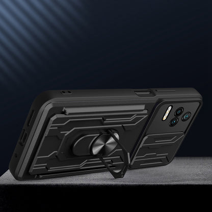 For Xiaomi Redmi K40S 5G / Poco F4 5G Card Holder Ring Kickstand Phone Case Slide Camera Cover PC + TPU Hybrid Shell