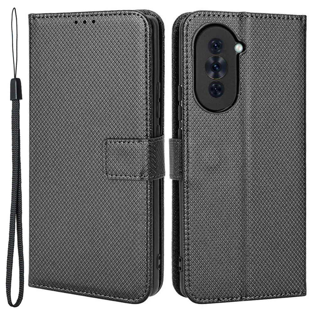 For Huawei nova 10 4G Shockproof Diamond Texture Stand Wallet Phone Case PU Leather + TPU Full Protection Cover