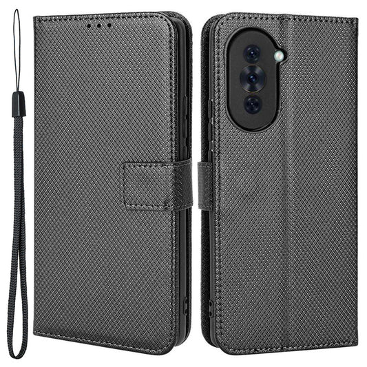 For Huawei nova 10 4G Shockproof Diamond Texture Stand Wallet Phone Case PU Leather + TPU Full Protection Cover