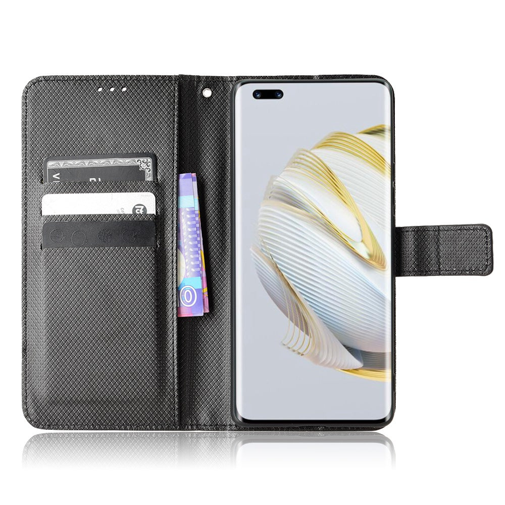 For Huawei nova 10 4G Shockproof Diamond Texture Stand Wallet Phone Case PU Leather + TPU Full Protection Cover