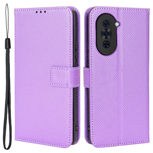 For Huawei nova 10 4G Shockproof Diamond Texture Stand Wallet Phone Case PU Leather + TPU Full Protection Cover