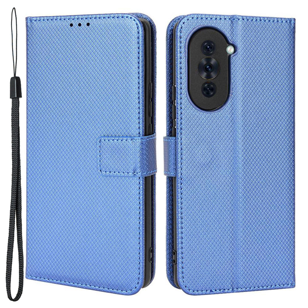 For Huawei nova 10 4G Shockproof Diamond Texture Stand Wallet Phone Case PU Leather + TPU Full Protection Cover
