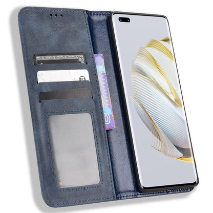For Huawei nova 10 4G Flip Auto Closing Magnetic Retro PU Leather Wallet Case Stand Function Phone Shell Cover