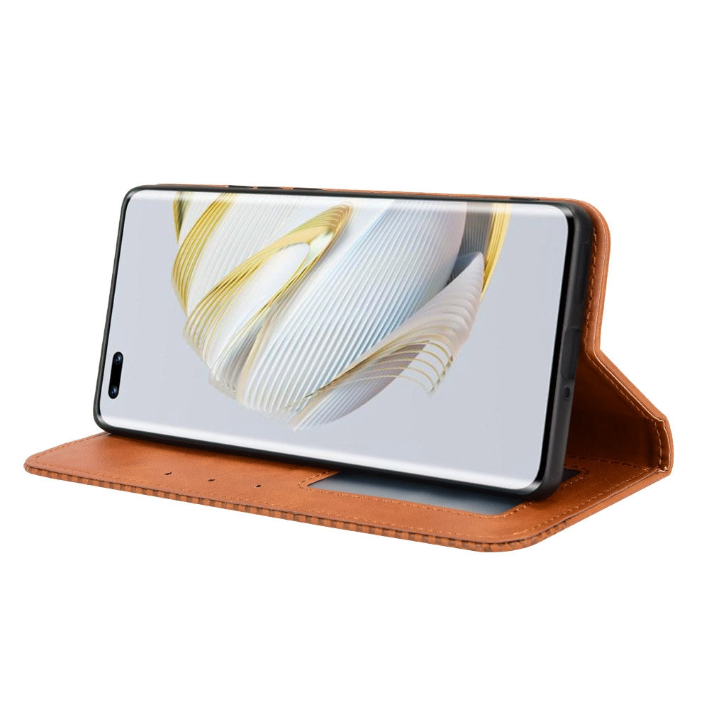 For Huawei nova 10 4G Flip Auto Closing Magnetic Retro PU Leather Wallet Case Stand Function Phone Shell Cover